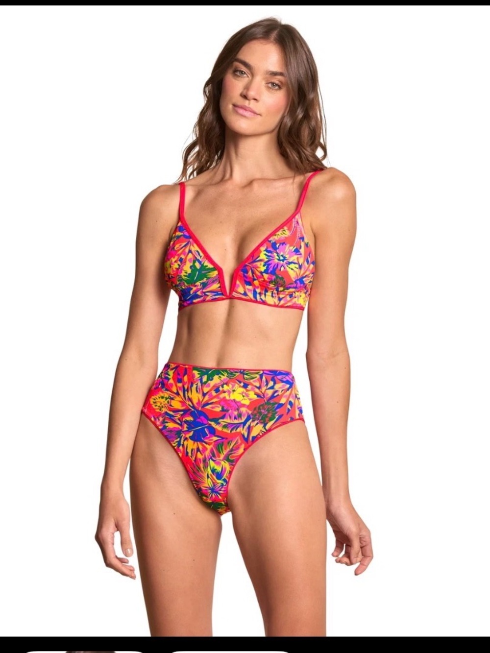 Maaji Reversible Radiant Tropical Parade Long Line Triangle Bikini Set *No Size*